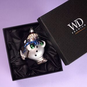 Елочная игрушка Снеговик на коньках 11 см в подарочной коробке, стекло Winter Deco фото 3