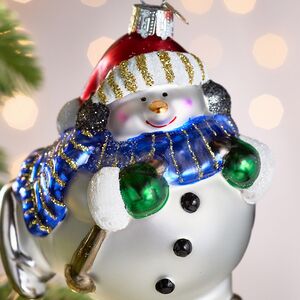 Елочная игрушка Снеговик на коньках 11 см в подарочной коробке, стекло Winter Deco фото 2