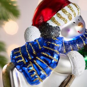 Елочная игрушка Снеговик на коньках 11 см в подарочной коробке, стекло Winter Deco фото 6