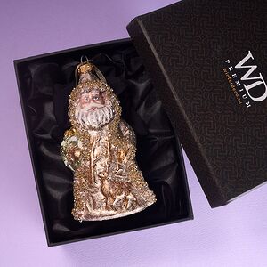 Елочная игрушка Дед Мороз в золотом кафтане 15 см в подарочной коробке, стекло Winter Deco фото 3