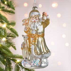 Елочная игрушка Дед Мороз с Олененком 18 см в подарочной коробке, стекло Winter Deco фото 4