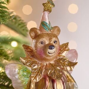 Елочная игрушка Медведица - Фея с крылышками 14 см в подарочной коробке, стекло Winter Deco фото 2