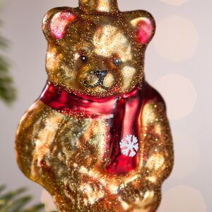 Елочная игрушка Медведь Томас в красном шарфе 8 см, стекло Winter Deco фото 2
