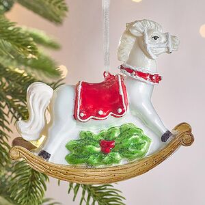 Елочная игрушка Лошадка-Качалка Palmi 12 см белая, стекло Winter Deco фото 4
