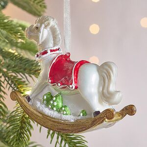 Елочная игрушка Лошадка-Качалка Palmi 12 см белая, стекло Winter Deco фото 7