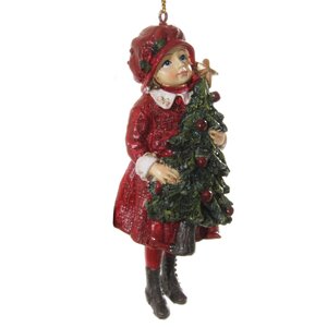 Елочная игрушка Девочка Софи в красном пальто 11 см, подвеска ShiShi фото 1