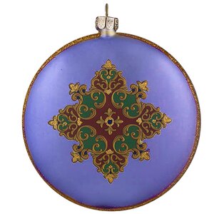 Елочное украшение Медальон Образ Божией Матери 10 см синий ободок стекло, подвеска Holiday Classics фото 2