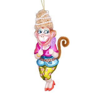 Елочная игрушка Обезьяна-Модница 16*8*6 см, стекло, подвеска Holiday Classics фото 1