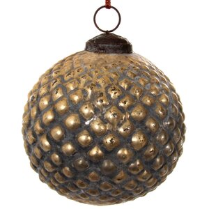 Винтажный елочный шар Золото Цейлона 10 см, стекло ShiShi фото 1