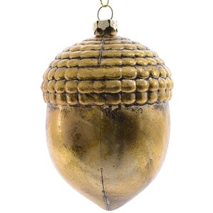 Елочная игрушка Желудь Античный 9 см золотой, пластик, подвеска Kaemingk фото 1