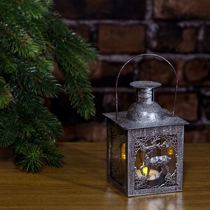 Подсвечник фонарик Морозное серебро с оленем, 15*10*10 см Billiet фото 3