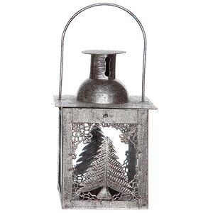 Подсвечник фонарик Морозное серебро с елочкой, 15*10*10 см Billiet фото 2