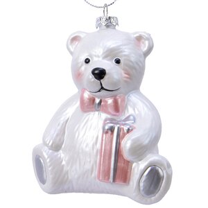 Елочная игрушка Белый Мишка Винни 10 см, пластик, подвеска Kaemingk фото 1