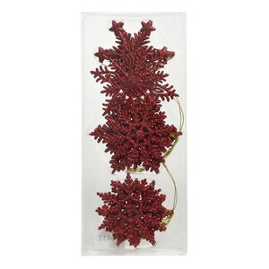 Набор елочных игрушек Снежинка - Ori Sendore темно-красный, 12 шт, подвеска Kaemingk фото 1