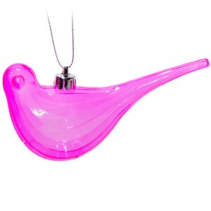 Елочная игрушка Птичка 12 см прозрачно-розовая, подвеска Kaemingk фото 1