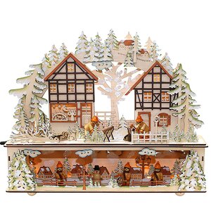 Светильник-горка с мостом Рождественские хлопоты 44*37 см, батарейка/адаптер Sigro фото 3