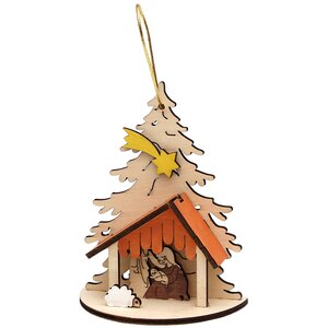 Деревянная елочная игрушка Рождество 11 см, подвеска Sigro фото 1
