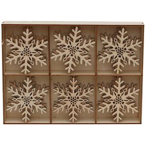 Украшение для рождественской горки Снежинки 8 см 6 шт, дерево Sigro фото 2