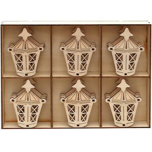 Украшение для рождественской горки Фонарик 8 см, 6 шт, дерево Sigro фото 4