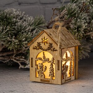 Светящаяся елочная игрушка Уютный Домик - Радостный Снеговушка 9 см, подвеска Sigro фото 1
