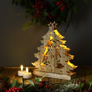 Новогодний светильник Ёлочка - Свет горящих свечей 24*22 см, батарейки Sigro фото 3