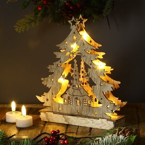 Новогодний светильник Ёлочка - Затерянная Церквушка 24*22 см, батарейки Sigro фото 1