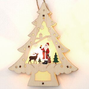 Светящееся новогоднее украшение Елочка - Санта на прогулке 15 см, подвеска