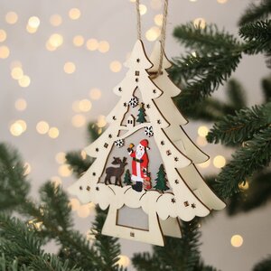 Светящееся новогоднее украшение Елочка - Санта на прогулке 15 см, подвеска Sigro фото 4