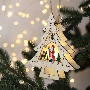 Светящееся новогоднее украшение Елочка - Санта на прогулке 15 см, подвеска Sigro фото 2
