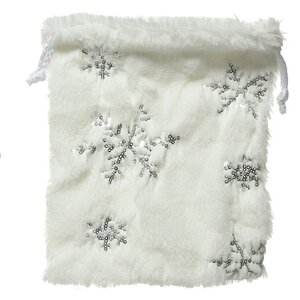 Подарочный мешочек Fluffy Surprise 21*17 см с серебряными снежинками Kaemingk фото 1