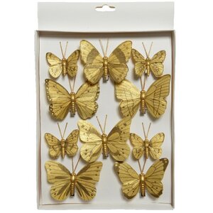 Набор декоративных украшений Gold Butterfly, 10 шт, клипса Kaemingk фото 1