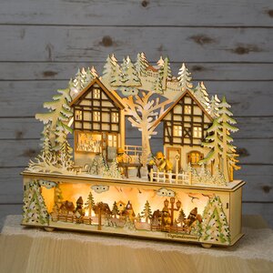 Светильник-горка с мостом Рождественские хлопоты 44*37 см, батарейка/адаптер Sigro фото 2