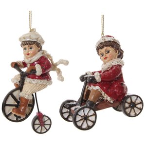 Елочная игрушка Девочка Мари на велосипеде 9.5 см, подвеска ShiShi фото 2