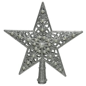 Верхушка на елку Звезда де Монпасье 21 см серебряная