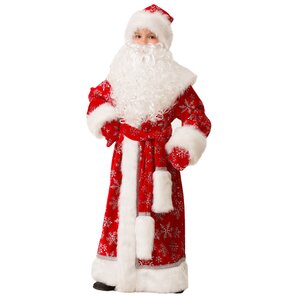 Карнавальный костюм Дед Мороз Велюровый красный, рост 122 см Батик фото 1