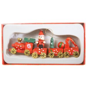 Деревянная елочная игрушка Рождественский Поезд с Сантой 12 см, подвеска Breitner фото 2