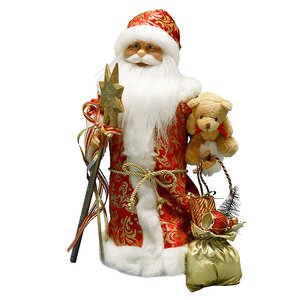 Дед Мороз в красном кафтане с посохом и подарками 40 см Eggl фото 2