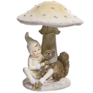 Декоративная фигурка Маленький эльф Олли и белочка под грибком 24 см Kaemingk фото 1