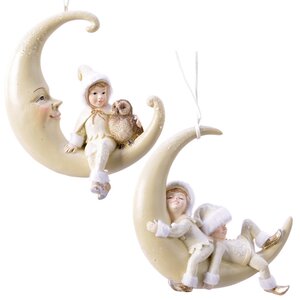 Елочная игрушка Малыши эльфы на Месяце 14 см, подвеска Kaemingk фото 2