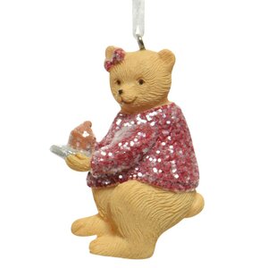 Елочная игрушка Xmas Woodland - Мишка в красном свитере 7 см, подвеска Kaemingk фото 1