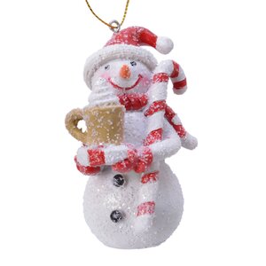 Елочная игрушка Снеговик с Какао 8 см, подвеска Kaemingk фото 1