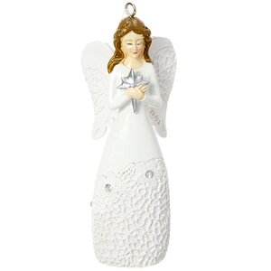 Елочная игрушка Ангел в Кружевах со Звездой 11 см, подвеска Kaemingk фото 1