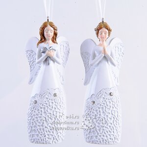 Елочная игрушка Ангел в Кружевах со Звездой 11 см, подвеска Kaemingk фото 2