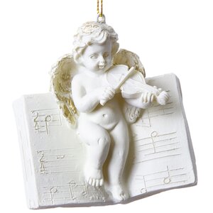 Елочная игрушка Музыкальный Херувим со скрипкой 8 см, подвеска Kaemingk фото 1