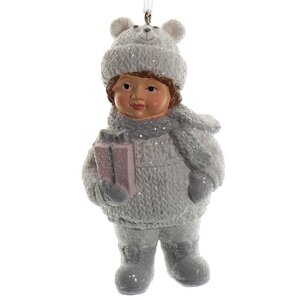 Елочная игрушка Зимние Малыши с Подарком 9 см, подвеска Kaemingk фото 1