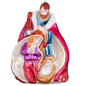 Елочное украшение Святое Семейство под Красным Плащом 12*8*5 см, стекло, подвеска Holiday Classics фото 1