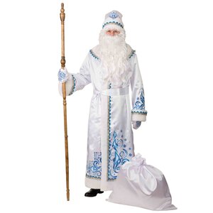 Карнавальный костюм для взрослых Дед Мороз Узорчатый белый, 54-56 размер