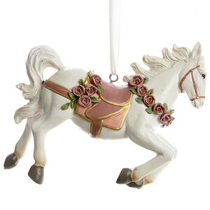 Елочная игрушка Лошадка с розовым седлом 10 см, подвеска Kaemingk фото 1
