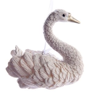 Елочная игрушка Белый Лебедь 10 см, подвеска Kaemingk фото 1