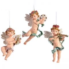 Елочная игрушка Ангел с музыкальным инструментом 11 см, подвеска